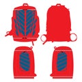 Sports Backpacks bags custom design mock ups templates illustration front and back view red color