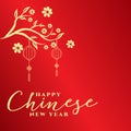 Chinese new year gold tree with red background design china