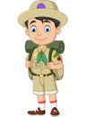 Cartoon happy little boy scout Royalty Free Stock Photo