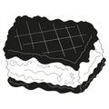 Illustration of a black and white cookie ice cream sandwich. Wafer dessert. Royalty Free Stock Photo