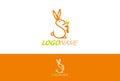 Cute Orange Rabbit Bunny Logo Design Concept Royalty Free Stock Photo