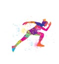 Running logo design. Colorful sport background.
