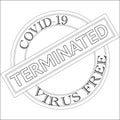 Line art Covid-19 Virus Terminated Virus Free Stamp Royalty Free Stock Photo