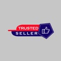 Illusrtration vector graphic of the red and blue trusted seller logo with the thumb logo next to it.