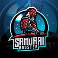 Samurai rooster esport mascot logo