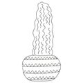 Black and white cactus Cephalocereus in a pot. Simple doodle.