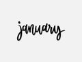 January. Hand written lettering isolated on white background.Vector template for poster, social network, banner, cards. Royalty Free Stock Photo