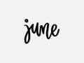 June. Hand written lettering isolated on white background.Vector template for poster, social network, banner, cards. Royalty Free Stock Photo