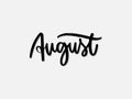 August. Hand written lettering isolated on white background.Vector template for poster, social network, banner, cards. Royalty Free Stock Photo