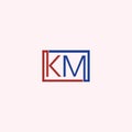 Initial letter km logo or mk logo vector design template Royalty Free Stock Photo