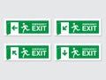 Green emergency exit sign. Fire Exit sign, emergency door symbol, evacuation icon. public signage vector illustration