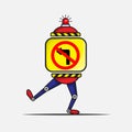 This is an illustration of a robot with no left turn sign Royalty Free Stock Photo