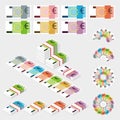 Set of money isolated on light background. Euro banknotes packed in bundles. Flat style.