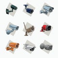 Colorful CCTV icon green, blue, grey, light grey, brown, red, orange, white - tube, square shaped CCTV - colored icon, symbol Royalty Free Stock Photo