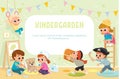 Children play in kinder garden. Preschool kids have fun. Royalty Free Stock Photo