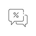 Speech bubble, dialog about sales line icon.