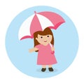 Little Girl Holding Umbrella Vector