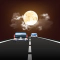 Stunning moon over road Royalty Free Stock Photo