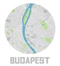 Minimalistic Budapest city map icon.