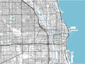 Black and white vector city map of Chicago. Royalty Free Stock Photo