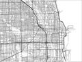 Black and white vector city map of Chicago. Royalty Free Stock Photo