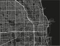 Black and white vector city map of Chicago. Royalty Free Stock Photo