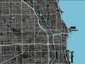 Black and white vector city map of Chicago. Royalty Free Stock Photo