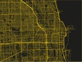 Black and yellow vector city map of Chicago. Royalty Free Stock Photo