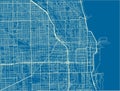 Blue and White vector city map of Chicago. Royalty Free Stock Photo