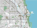 Colorful Chicago vector city map. Royalty Free Stock Photo