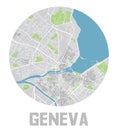 Minimalistic Geneva city map icon. Royalty Free Stock Photo