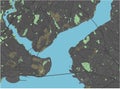 Istanbul vector map with dark colors.