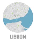 Minimalistic Lisbon city map icon.