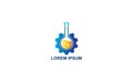 Creative Science lab beaker logo with gear Royalty Free Stock Photo