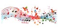 Music background with colorful music notes vector illustration design. Artistic music festival poster, live concert events, party Royalty Free Stock Photo