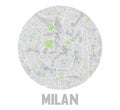 Minimalistic Milan city map icon.
