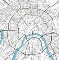 Black and white vector city map of Moscow. Royalty Free Stock Photo