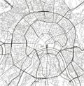 Black and white vector city map of Moscow. Royalty Free Stock Photo