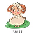 Aries girl cartoon vector zodiac illustration