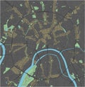 Moscow vector map with dark colors. Royalty Free Stock Photo
