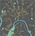 Moscow vector map with dark colors.