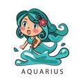 Aquarius girl cartoon vector illustration Royalty Free Stock Photo