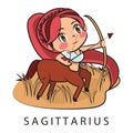 Sagittarius girl character horoscope zodiac illustration