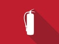 Fire extinguisher white icon or sign, isolated on red background, vector Illustration Royalty Free Stock Photo