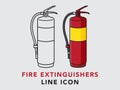 Fire extinguisher line icon or sign, isolated on white background, vector Illustration Royalty Free Stock Photo
