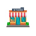 Shops facades flat illustrations. Family bakery, grocery store exterior Royalty Free Stock Photo