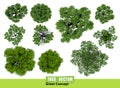 Trees top view for landscape vector illustration. Royalty Free Stock Photo