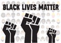 Black lives matter text and fist on a background of people wearing face masks Royalty Free Stock Photo