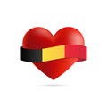 Heart with waving Belgium flag. Vector illustration.