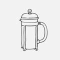Coffee french press hand drawn vector illustration isolated on white background Royalty Free Stock Photo